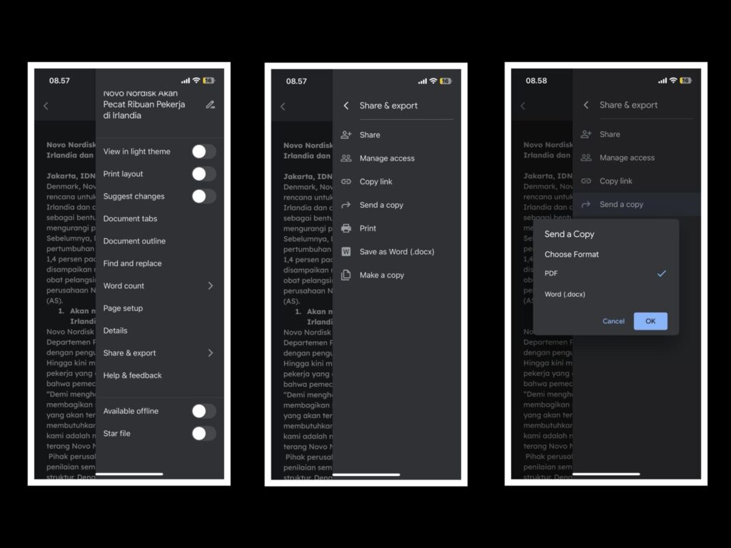 Saving Google as PDF on iPhone